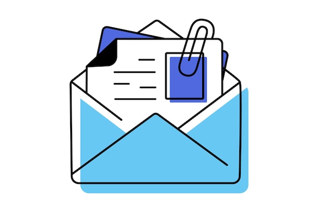 Plik wektorowy ilustracja ikony wektorowej linii kolorystycznej związanej z załącznikiem do poczty elektronicznej ikona dotyczy koperty z adresem pocztowym
