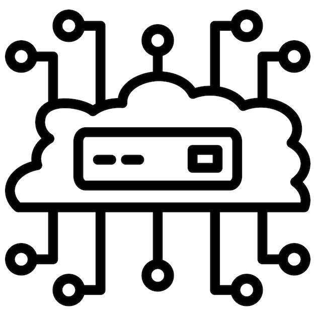 Ilustracja ikony wektorowej sieci chmurowej Cloud Computing