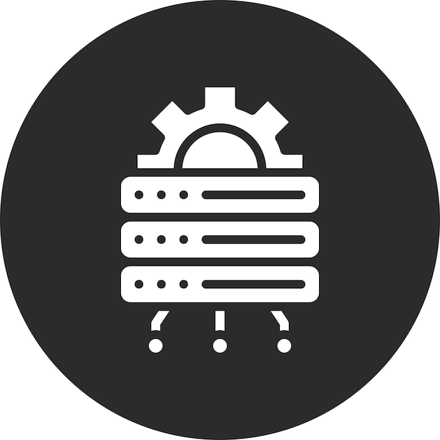 Ilustracja ikony wektorowej ustawień bazy danych zestawu ikon hostingu internetowego