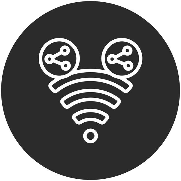 Ilustracja ikony wektorowej wspólnej ikony Wi-Fi Networking and Data Sharing