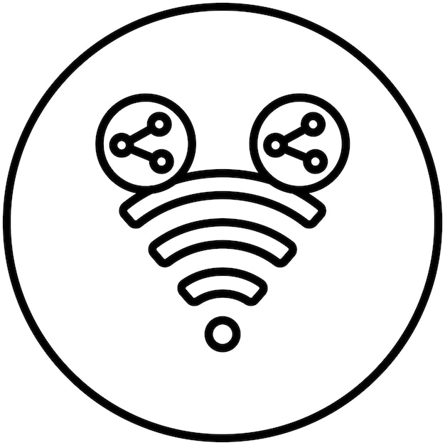 Ilustracja ikony wektorowej wspólnej ikony Wi-Fi Networking and Data Sharing