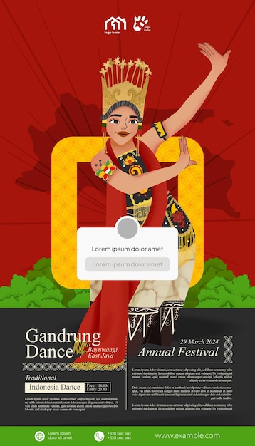 Plik wektorowy ilustracja indonezyjskiej kultury gandrung taniec banyuwangi