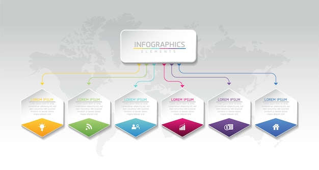 Ilustracja Infografiki Projekt Szablonu Wykres Prezentacji Informacji Biznesowych Z 6 Krokami