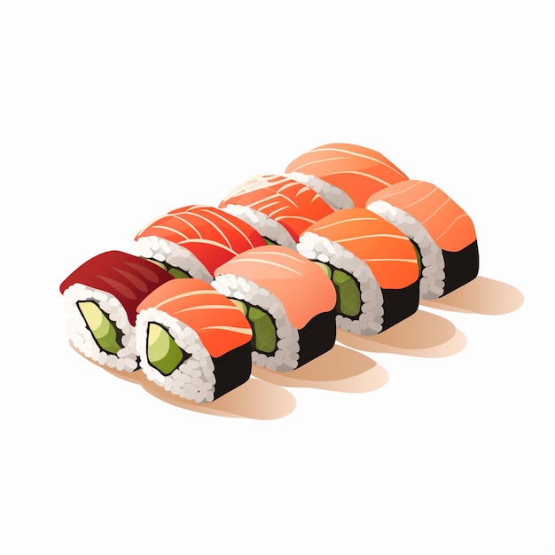 Ilustracja Jedzenie Owoce Morza Sushi Wektor Ryż Japoński Menu Ryb Restauracja łosoś Azjatycki C