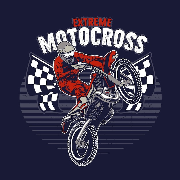 Ilustracja Jeźdźca Motocrossowego Skaczącego Na Torze