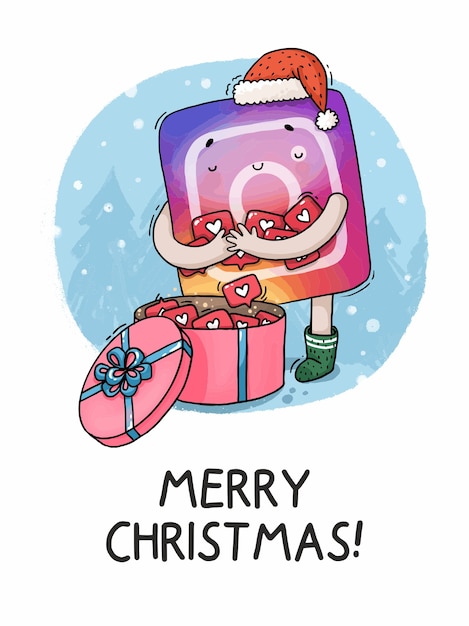 Ilustracja kartka świąteczna najlepszy prezent