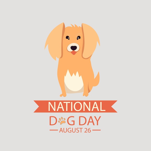 Ilustracja karty z pozdrowieniami Happy National Dog DayKreskówkowy pies na jasnym tle Promocja na święto kolekcji konkursów zwierząt domowych