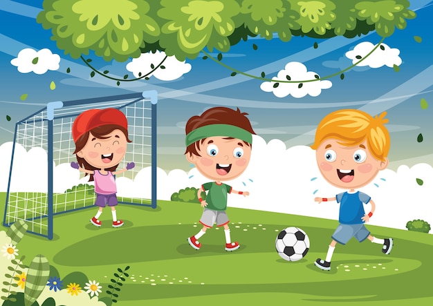 Ilustracja Kid Playing Football