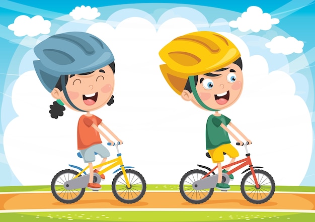 Ilustracja Kids Cycling