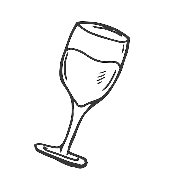 Plik wektorowy ilustracja kieliszka do wina produkty winiarskie w stylu szkicu