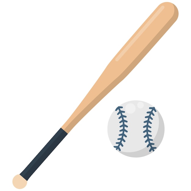 Ilustracja kijów baseballowych i piłek w płaskim stylu izolowana na białym tle