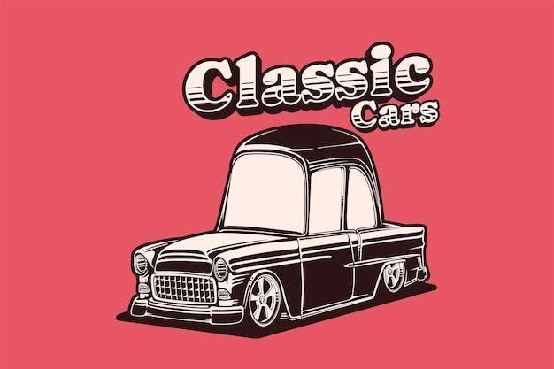Plik wektorowy ilustracja klasycznego samochodu vintage retro samochód z sylwetką stylowy projekt ilustracji transportowej