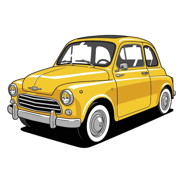 Ilustracja klasycznego żółtego samochodu vintage