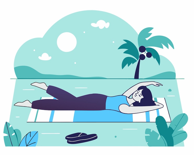 Wektor ilustracja kobiety odpoczywającej na plaży