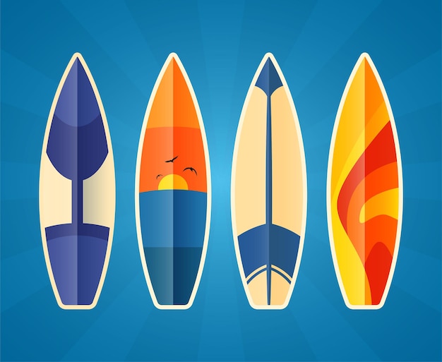 Ilustracja kolekcji desek surfingowych