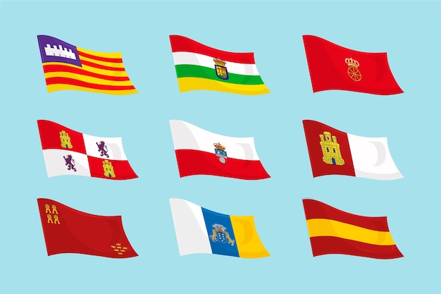 Plik wektorowy ilustracja kolekcji flagi hiszpańskich regionów