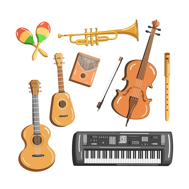 Ilustracja kolekcji instrumentów muzycznych