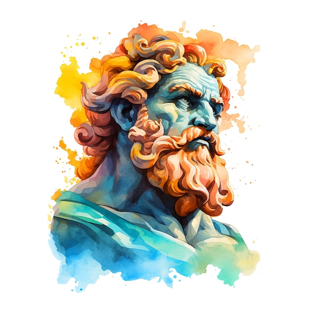 Ilustracja Kolorowa Farba Akwarelowa Zeus