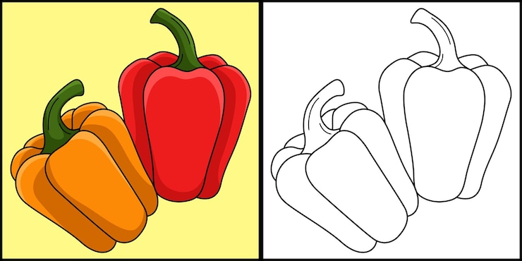 Wektor ilustracja kolorowanka papryka owoców