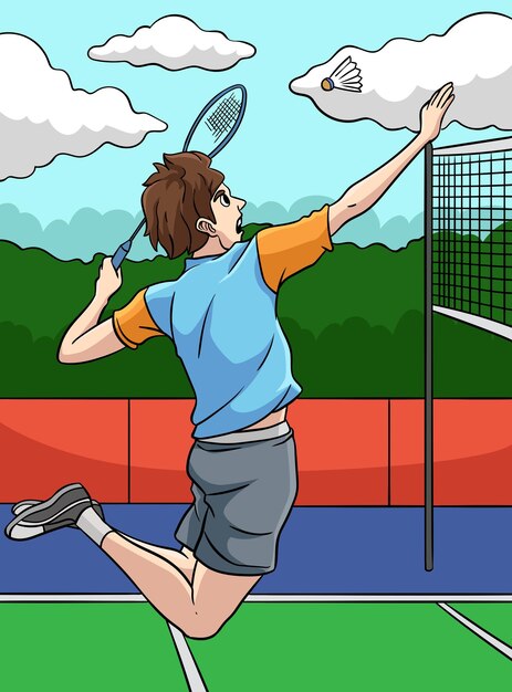 Plik wektorowy ilustracja kolorowy kreskówka badmintona
