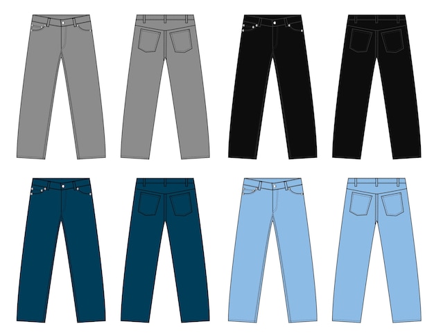 Ilustracja Kolorowych Odmian Szczupłych Spodni Dżinsowych