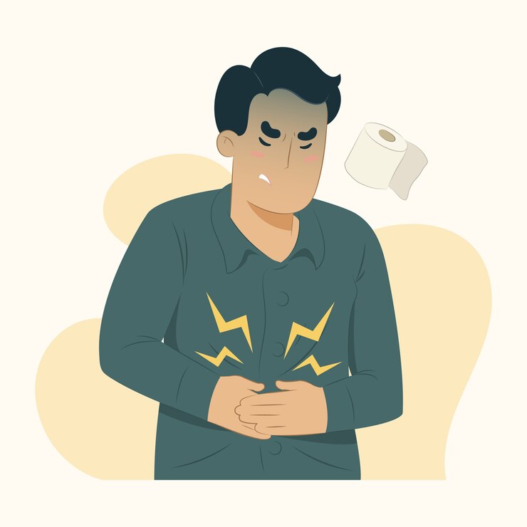 Ilustracja koncepcja ból brzucha choroby