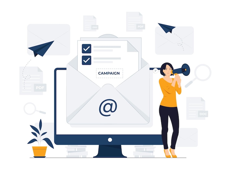 Wektor ilustracja koncepcja kampanii e-mail
