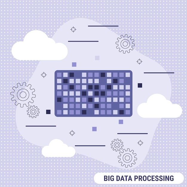 Plik wektorowy ilustracja koncepcja stylu wektorowego przetwarzania dużych danych płaska konstrukcja