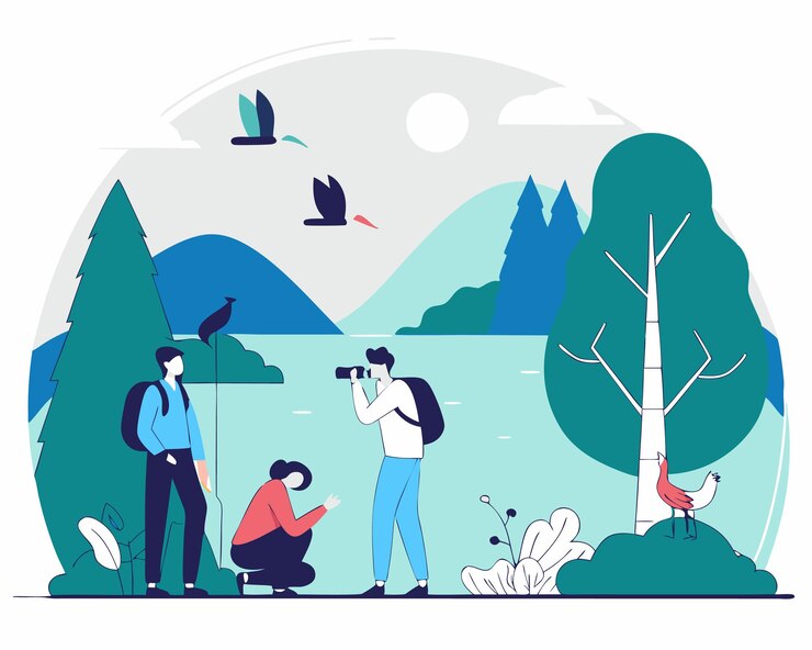 Wektor ilustracja koncepcja turystyki ekologicznej