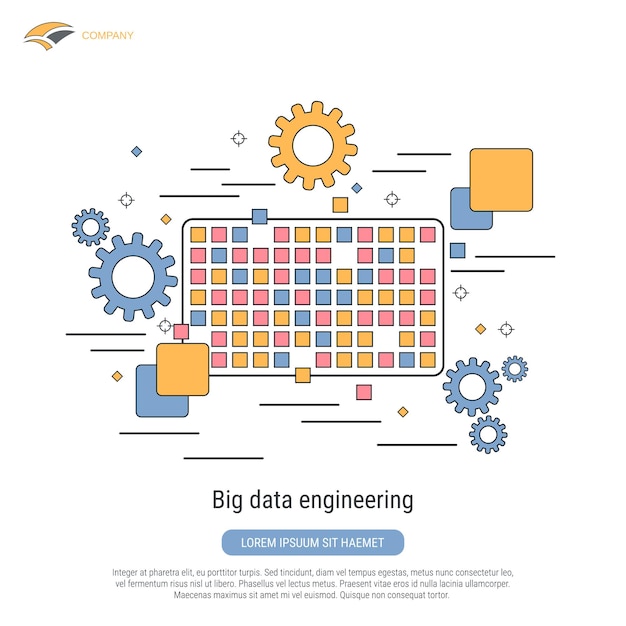 Ilustracja Koncepcja Wektora Stylu Płaskiego Konturu Dużych Danych
