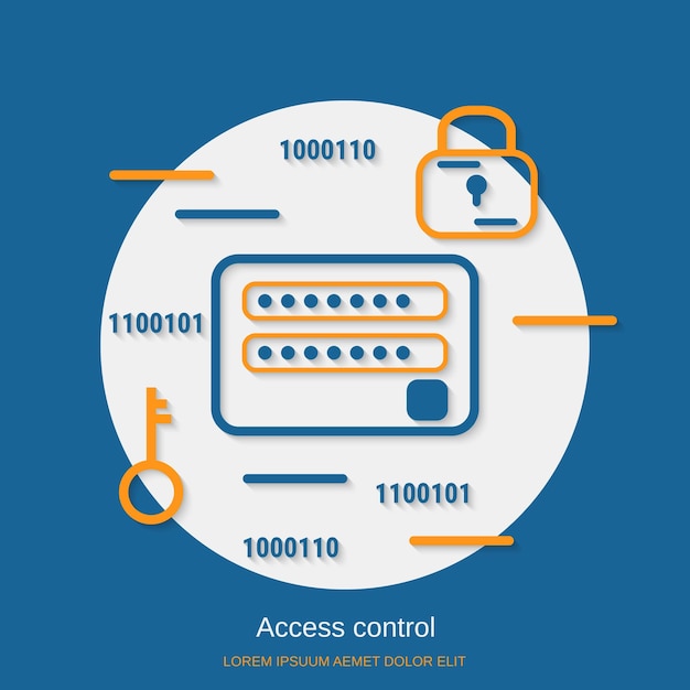 Ilustracja Koncepcja Wektorowa Stylu Kontroli Dostępu Płaska Konstrukcja