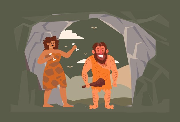 Ilustracja koncepcji człowieka prehistorycznego Stylistyczna i piękna