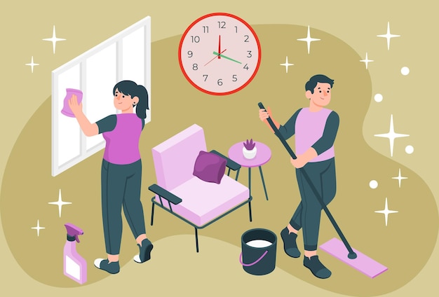 Ilustracja koncepcji czyszczenia Stylistyczna i piękna