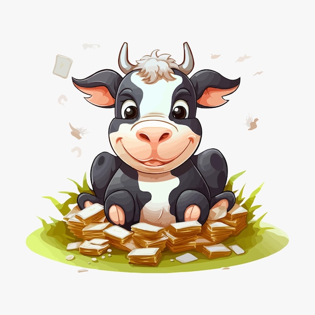 Plik wektorowy ilustracja koncepcji humoru wektorowego z kreskówki cash cow saying