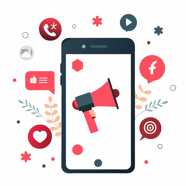 Ilustracja koncepcji ikony wektorowej marketingu mobilnego