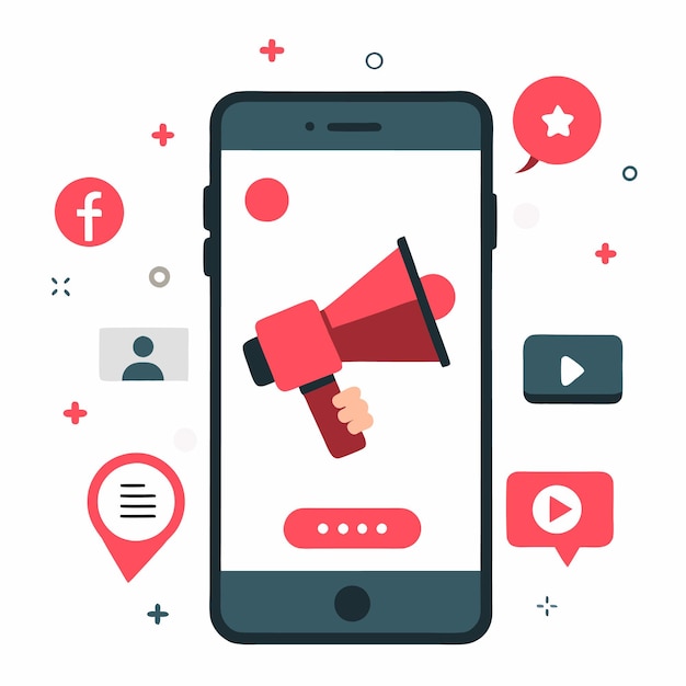 Ilustracja koncepcji ikony wektorowej marketingu mobilnego