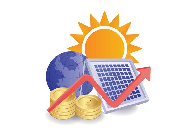 Ilustracja Koncepcji Infografiki Ekologicznych Zielonych Pomysłów Na Inwestowanie W Energię Z Paneli Słonecznych