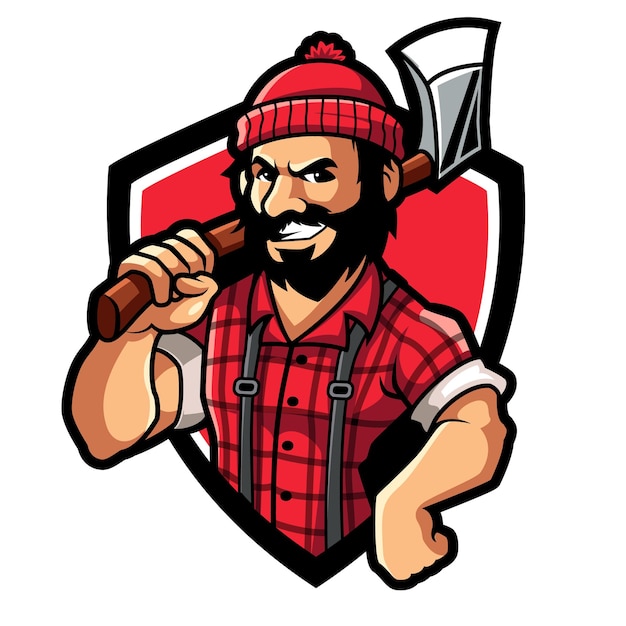 Ilustracja Koncepcji Logo Maskotki Lumberjack