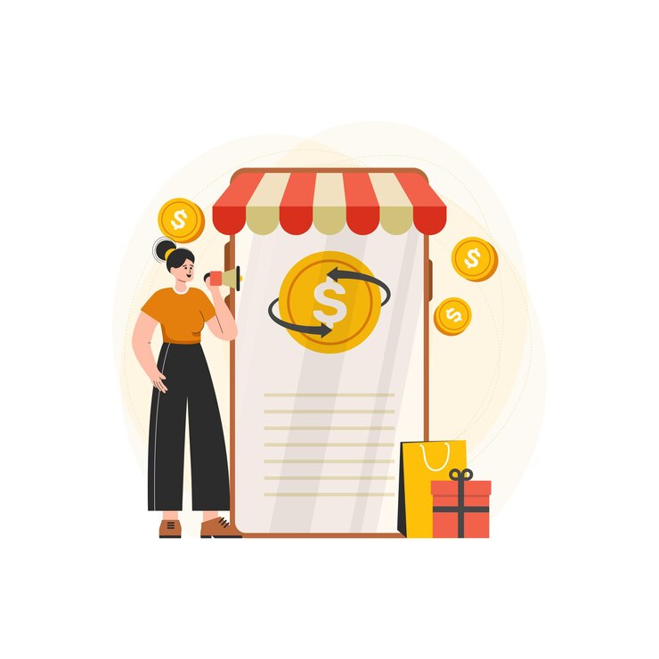 Ilustracja koncepcji promocji cashback na zakupy online