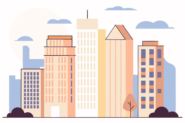 Ilustracja koncepcji skyline miasta na białym tle