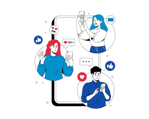 Ilustracja koncepcji technologii i mediów społecznościowych