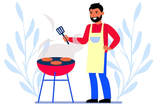Ilustracja koncepcyjna BBQ Stylowy i piękny