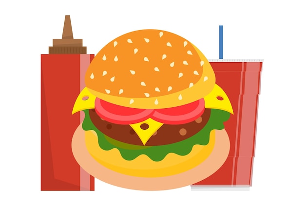 Ilustracja koncepcyjna Burger Stylowy i piękny