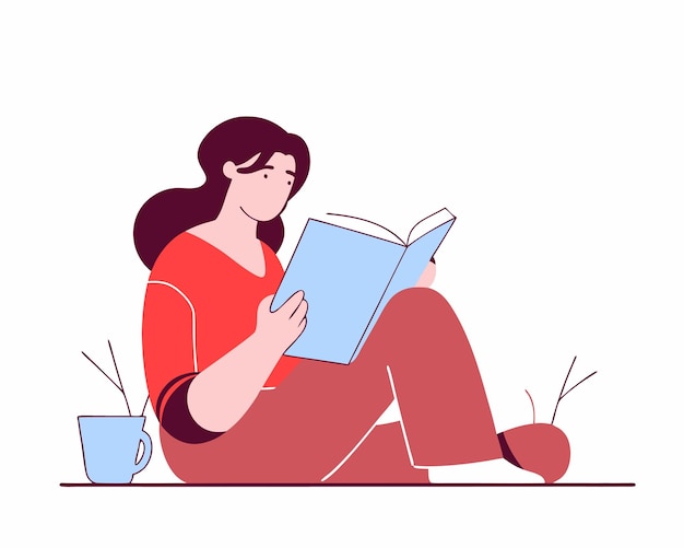 Ilustracja koncepcyjna kobiety czytającej