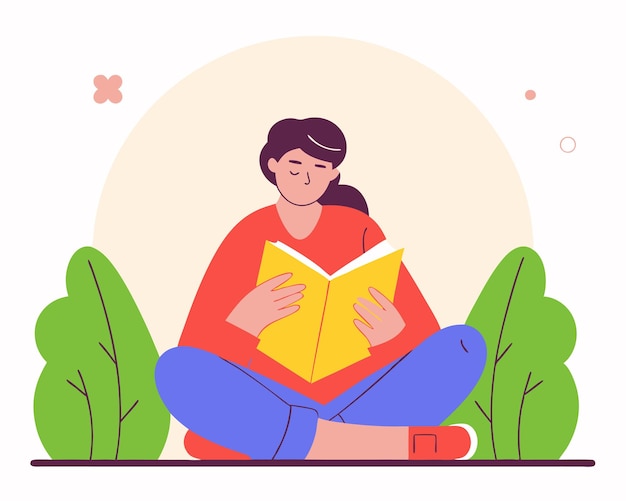 Ilustracja koncepcyjna kobiety czytającej