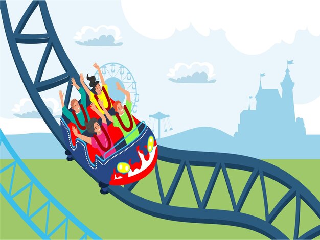 Ilustracja koncepcyjna roller coaster stylowy i piękny