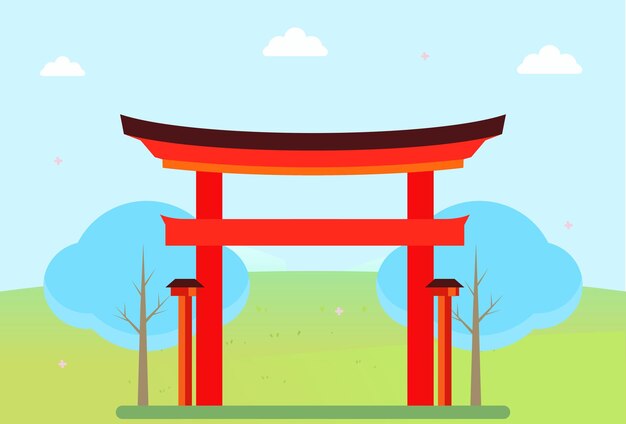 Ilustracja koncepcyjna Torii Gate Stylistyczna i piękna
