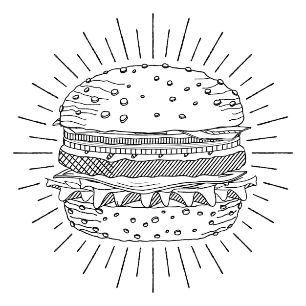 Ilustracja konturu hamburgera