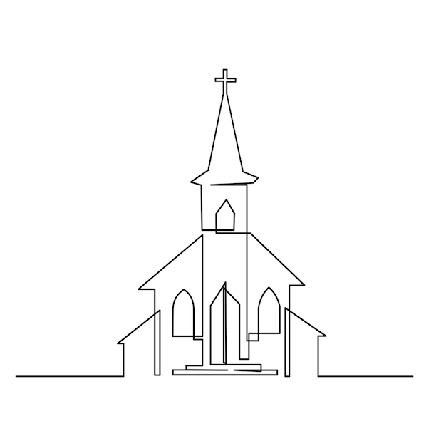 Ilustracja kościoła z jedną ciągłą linią