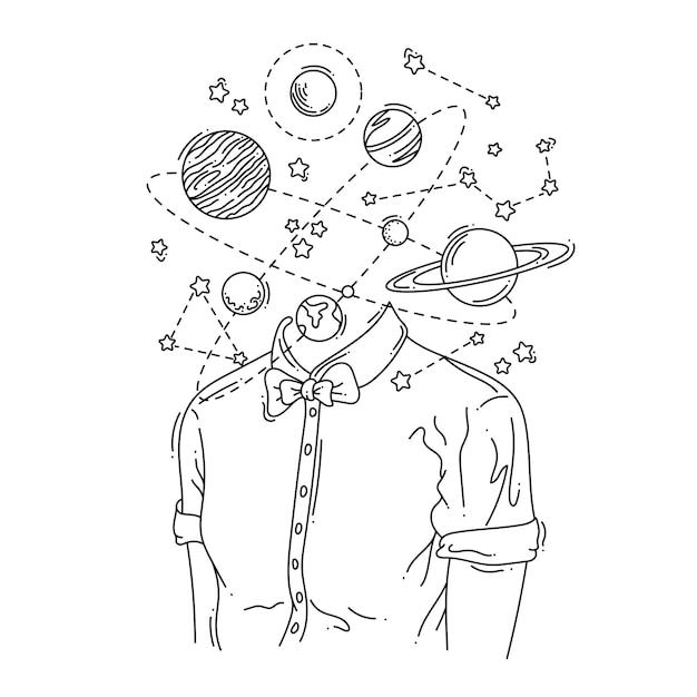Plik wektorowy ilustracja kosmiczna głowa mężczyzny